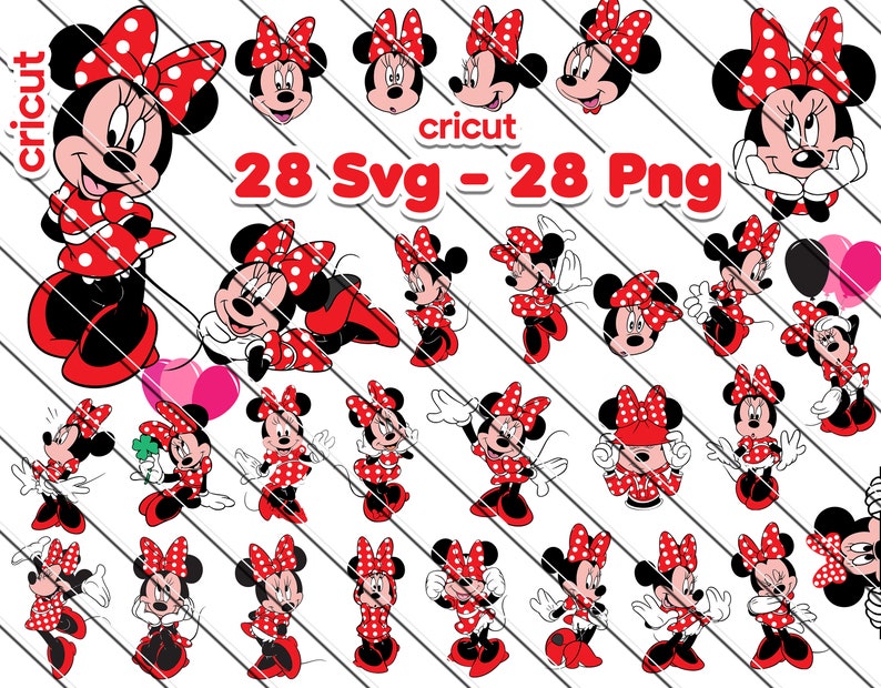 Red Minnie Mouse Svg, Minnie Mouse For Cricut,  Minnie Mouse Png, Minnie in Red Dress, Clip Art, Image Files