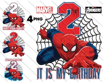 Spiderman 2nd Birthday Boy PNG: Cake Topper , Party Decor (Digital Download)