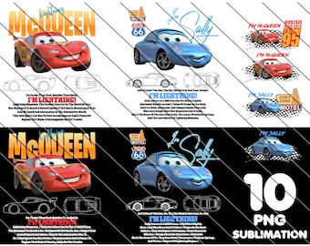 Lightning Mcqueen i Sally Png, 10 plików Png w wysokiej rozdzielczości, Mcqueen Png, Sally Png, natychmiastowe pobieranie