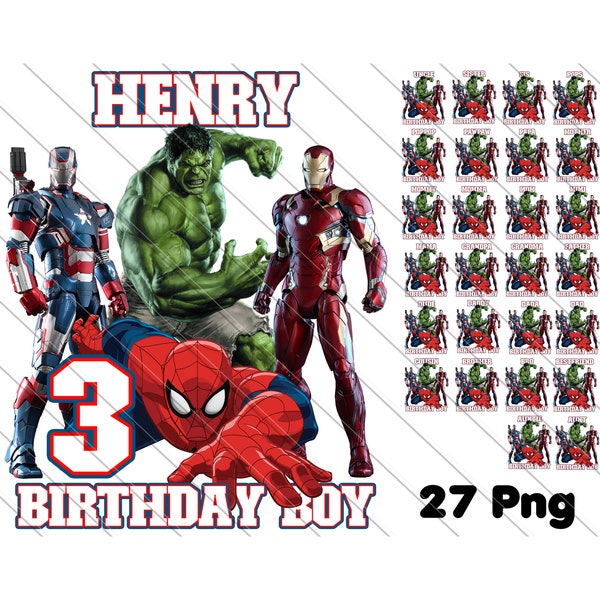 Personalized Spiderman Png, Custom Birthday Matching Family Shirts, Spidey Sublimation, Custom Spidey, Hulk Png, Iron Man png