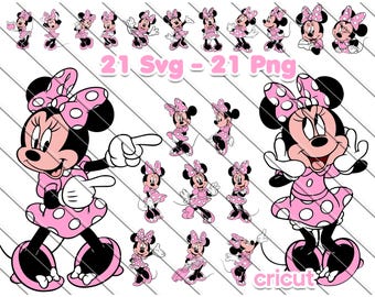 Pink Minnie Mouse SVG PNG Clipart Bundle (Digital Download)