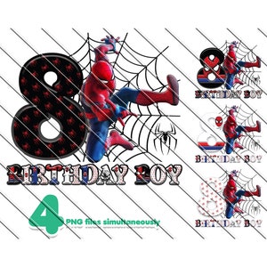 Menino de 8º aniversário, PNG, Feliz aniversário Homem-Aranha, Homem-Aranha Png, Festa de 8º aniversário do Homem-Aranha, Download instantâneo