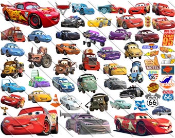 Puede incluir: Una colección de ilustraciones de coches de dibujos animados coloridos, incluyendo coches de carreras, camiones y otros vehículos. La imagen presenta varios diseños y personajes, con algunos coches mostrando el número 95 y las palabras "RUSTEZE RACING CENTER TEAM".