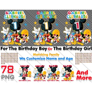 Personalized Clubhouse Birthday PNG, Matching Family, Custom Mickey Birthday, Family T-Shirt Png,  Clubhouse Birthday Boy Or  Birthday Girl