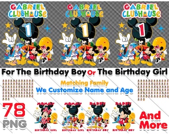 Personalized Clubhouse Birthday PNG: Matching Family  (Digital Download)