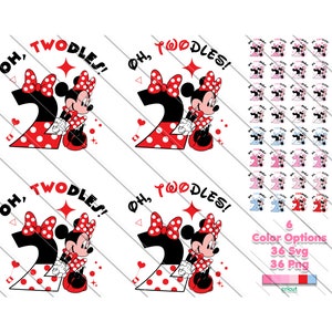 Oh Twodles Minnie Mouse SVG: Layered Birthday Clipart (Digital Download)