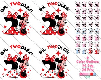 Oh Twodles Minnie Mouse SVG: Layered Birthday Clipart (Digital Download)