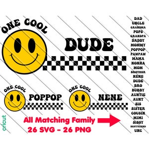 Passende Familie, ein cooler Typ, ein Geburtstags-Svg, Png, Smiley Bolt Augen Geburtstagsparty, Geburtstagsthema, Smiley-Gesicht, Png