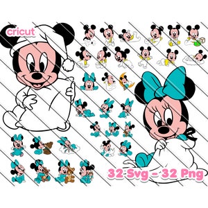 Baby Minnie Mouse Svg, Baby Mickey Mouse Svg, Baby Minnie and Mickey Party Svg, Svg For Cricut, Birthday Svg, Clip Art, Image Files