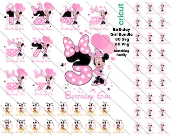 Minnie Mouse Birthday Girl SVG Bundle: Matching Family (Digital Download)