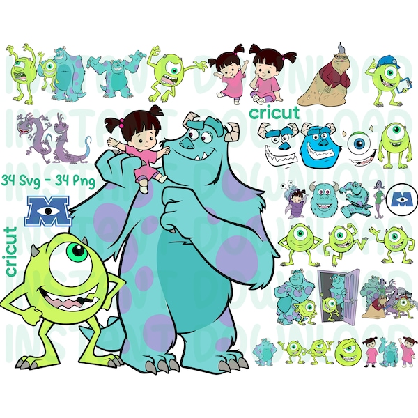 Monsters Svg, Characters SVG, Monsters For Cricut, Monsters Head Svg, Sully Svg, Mike Svg, Boo Svg,