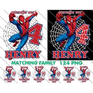 Spiderman Birthday Boy, Matching Family, Custom Birthday, Family T-Shirts, Spidey Sublimation, Custom Spiderman Png, Personalized Png