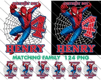 Custom Spiderman Birthday Boy PNG: Matching Family, Spidey Design (Digital Download)