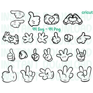 Mains de Mickey Mouse Svg, fichiers mains de Minnie pour Cricut, Minnie mains Svg, mains de Minnie Mouse Svg, Svg pour Cricut, téléchargement numérique