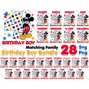 Mickey 4th Birthday Boy SVG PNG | Family Matching Shirts Svg-Png | 27 Family Members | Mickey Mouse Fourth Birthday Bundle, Matching Family