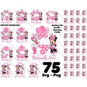 Minnie & Daisy Geburtstagsfamilie svg, Minnie Daisy passende Familie, Minnie Mouse Zahlen svg, Png, Minnie Daisy Png, Familien-Bundle-Geburtstag