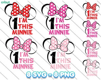 Minnie 1st Birthday SVG PNG: First Birthday Party Clip Art (Digital Download)
