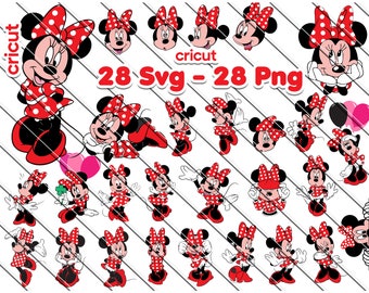 Red Minnie Mouse SVG PNG Clipart (Digital Download)