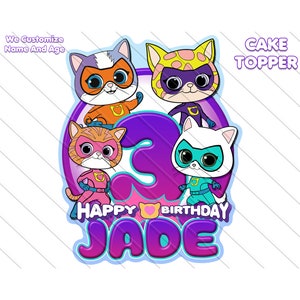 Gepersonaliseerde Super Kitties taarttopper, Super Kitty taarttopper