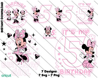 Minnie Mouse 5th Birthday SVG PNG Clipart (Digital Download)