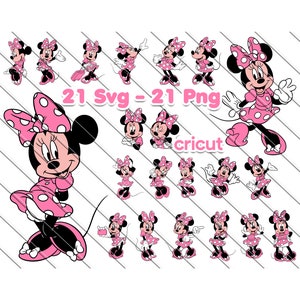 Roze Minnie Mouse Svg, Minnie Mouse voor Cricut, Minnie Mouse Png, Svg