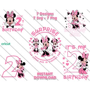 Minnie Mouse Svg, Minnie Svg per Cricut, Minnie Mouse stampabile Png, Clip Art, File di immagine, 2° compleanno, Minnie Mouse 2° compleanno