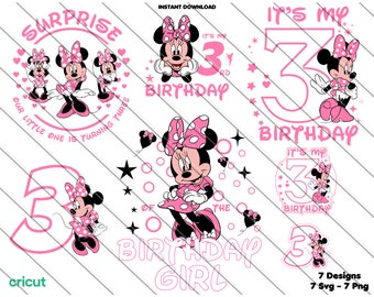 Minnie Mouse 3rd Birthday SVG PNG Clipart (Digital Download)