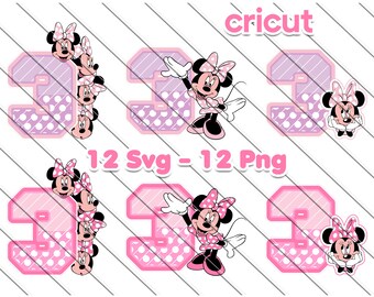 Minnie Mouse 3rd Birthday SVG PNG Clipart: Cricut Printable (Digital Download)