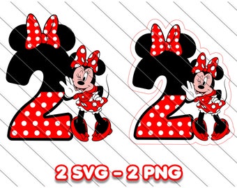 Minnie Mouse 2nd Birthday Printable: SVG, PNG, Cake Topper (Digital Download)