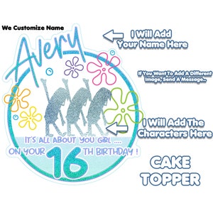 Custom 16th Birthday Cake Topper: Personalized PNG Design (Digital Download)