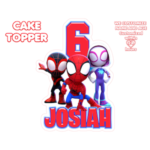 Personalized Spidey and His Amazing Friends cake topper, Cake Topper, Perfect Png for Your Party, Unique Spiderman Cake Topper