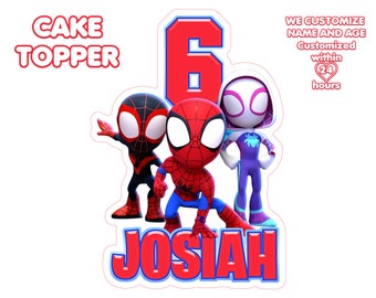 Personalized Spidey and His Amazing Friends cake topper, Cake Topper, Perfect Png for Your Party, Unique Spiderman Cake Topper
