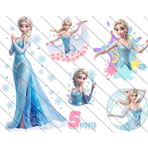 Elsa PNG Bundle: Frozen Clipart for Sublimation (Digital Download)