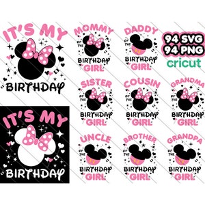 Bundle Birthday Girl Family Svg, Happy Birthday Svg, Birthday Squad, Svg For Cricut, Minnie Mouse Png, Family Bundle Birthday Girl Svg, Png