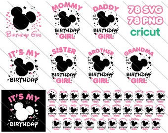 Birthday Girl Family SVG Bundle: Minnie Mouse, Family Matching (Digital Download)