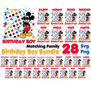Mickey 2e verjaardag familie bijpassende shirts SVG PNG (digitale download)