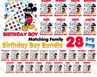 Camisetas familiares a juego de Mickey para el segundo cumpleaños (SVG PNG) (Descarga digital)
