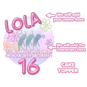 Customized Cake Topper, 16th Birthday, 16th Birthday Gift Personalized 16th Birthday, Personalized Sweet 16