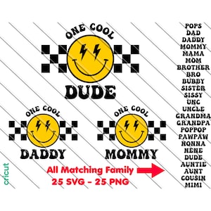 Matching Family One Birthday Svg, Png, Smiley Bolt Eyes Verjaardagsfeestje, Een Cool Dude Verjaardagsthema, Smiley Face Svg, Png,