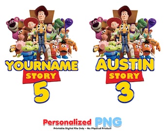 Personalized Toy Story Birthday PNG: Custom Name & Age (Digital Download)
