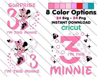 Minnie Mouse 3rd Birthday SVG PNG: Girl Birthday Party (Digital Download)