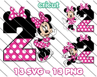 Minnie Mouse 2nd Birthday SVG PNG Clipart (Digital Download)