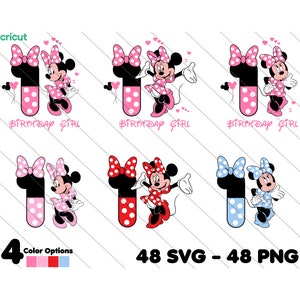 Minnie 1er cumpleaños, Minnie Mouse Svg, Minnie Mouse Svg para Cricut, 1a fiesta de cumpleaños, Cake Topper, Clip Art, Archivos de imagen,