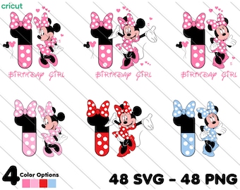 Minnie Mouse 1st Birthday SVG PNG Clipart: Cake Topper, Cricut (Digital Download)