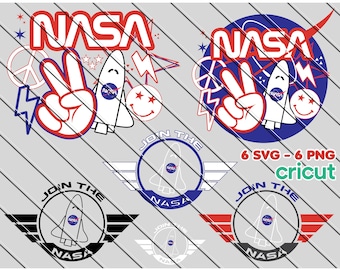 Pakiet logo NASA w formacie SVG: projekty kosmiczne dla Cricut (do pobrania cyfrowego)