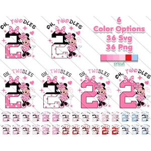 Oh Twodles Minnie Mouse SVG, PNG Clipart: 2nd Birthday (Digital Download)