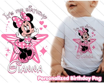 Personalisierte rosa Minnie Geburtstag PNG (Digital Download)