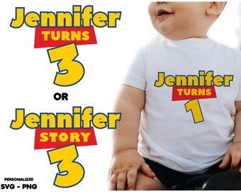 Personalized Toy Birthday SVG and PNG - Custom Name & Age (Digital Download)