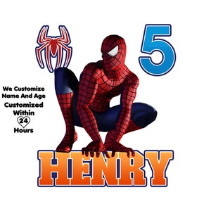 Personalized Spiderman Birthday PNG: Custom Party Decor (Digital Download)