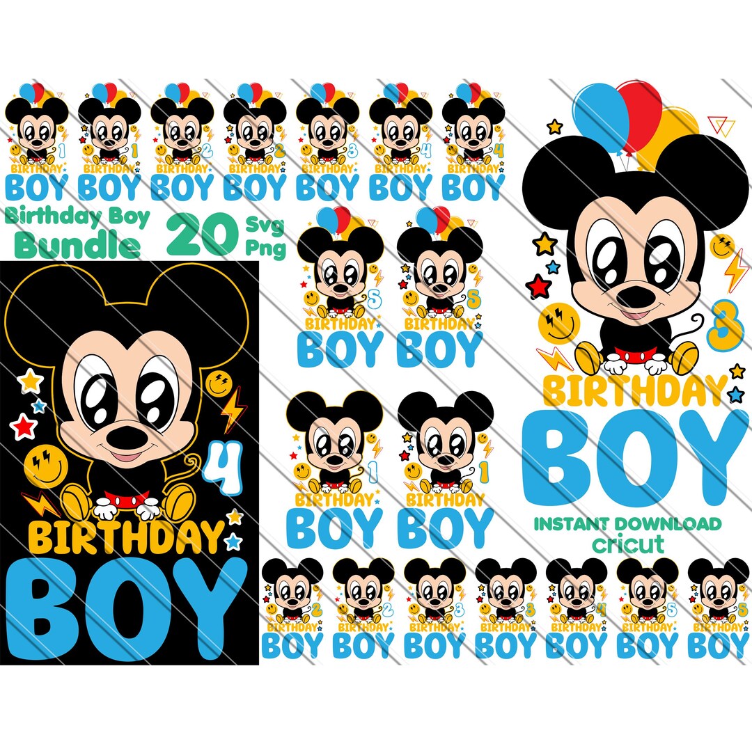 Mickey Mouse Birthday Boy Svg, Mickey Birthday Svg, Bundle Birthday Png ...